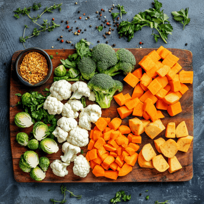 Ingredients for roasted veggies in air fryer
