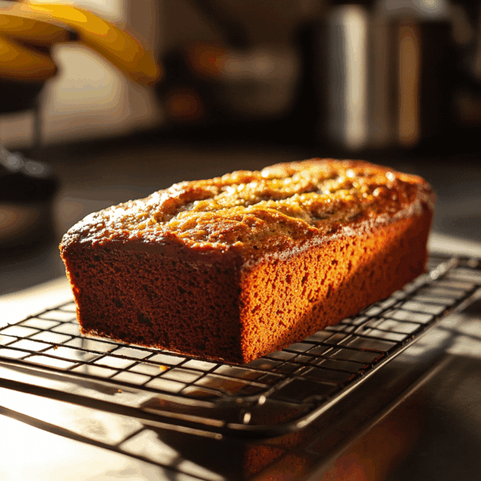 banana bread cooling on rack